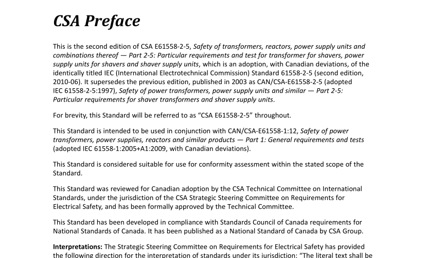 CSA E61558-2-5:20 pdf download